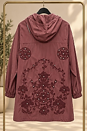 Bordo Nakışlı Ceket