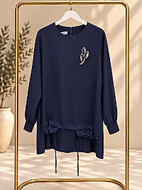 Lacivert Krep Tunik