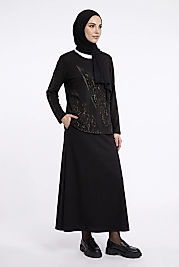 Armine Siyah Penye Leopar Taşlı