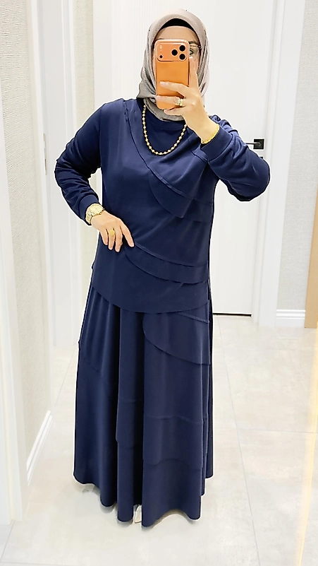Hüma Sultan Etekli Takım Modal Lacivert