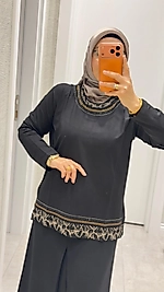 Armine Siyah Penye Leopar Detaylı